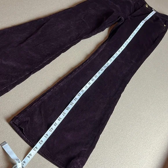 RAG & BONE Casey Corduroy High Rise Flare Jeans in Burgundy - Size 27 - Picture 14 of 16